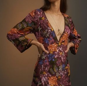Anthropologie Plus Sequin Floral Dress size 20w